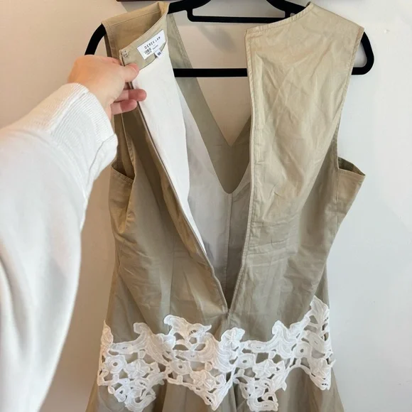 Derek Lam Collective Khaki Lace Sleeveless V Neck Mini Dress Size‎ 50 - Picture 5 of 7